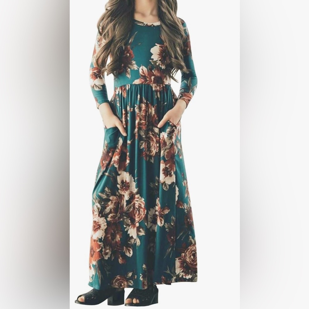 Deep teal maxi dress